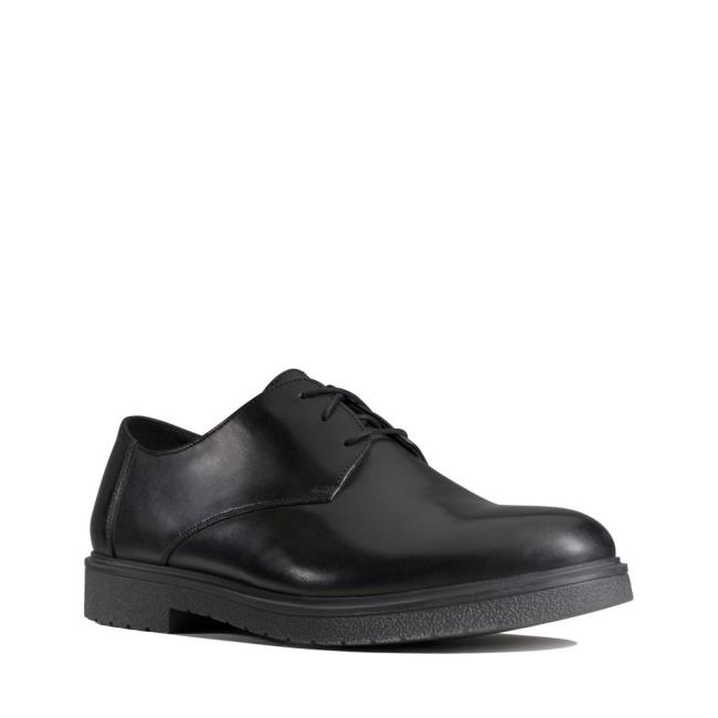 Men's Clarks Ashcroft Plain Black Shoes Black | CLK385EXG