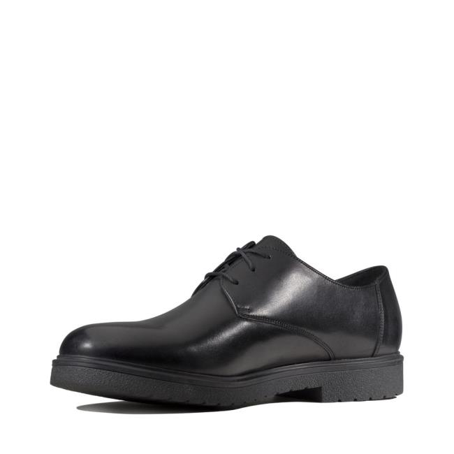 Men's Clarks Ashcroft Plain Black Shoes Black | CLK385EXG