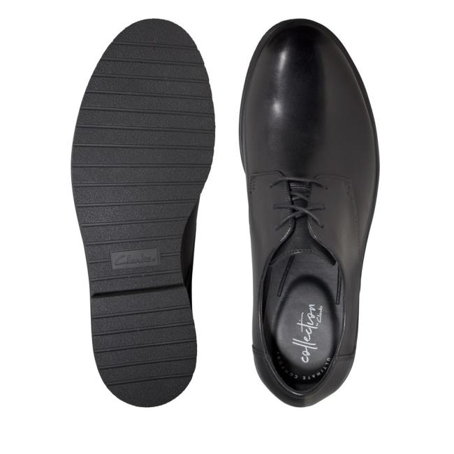 Men's Clarks Ashcroft Plain Black Shoes Black | CLK385EXG