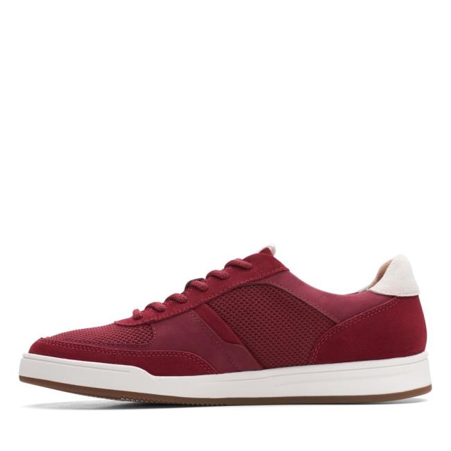 Men's Clarks Bizby Lace Sneakers Red | CLK379DJX