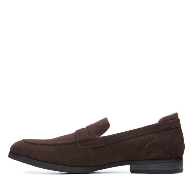 Men's Clarks Bradish Ease Loafers Dark Brown | CLK382RXE