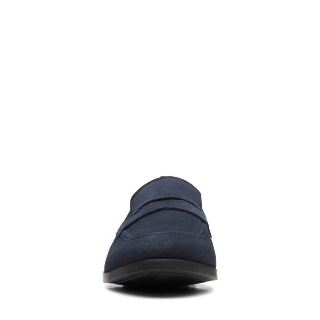 Men's Clarks Bradish Ease Loafers Navy | CLK708QKW