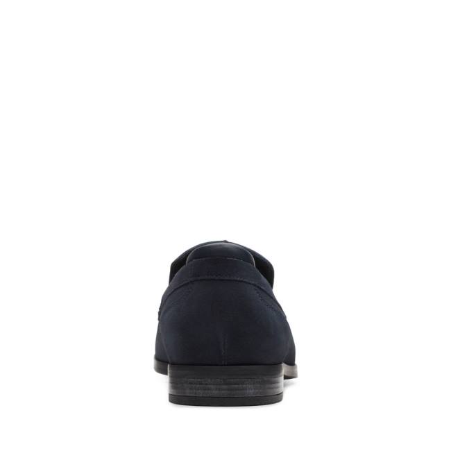 Men's Clarks Bradish Ease Loafers Navy | CLK708QKW