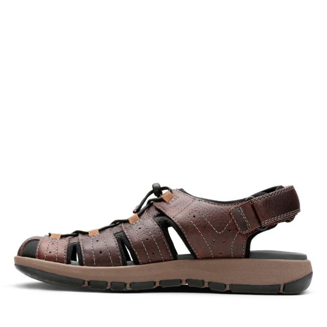 Men's Clarks Brixby Cove Sandals Dark Brown | CLK203SMY