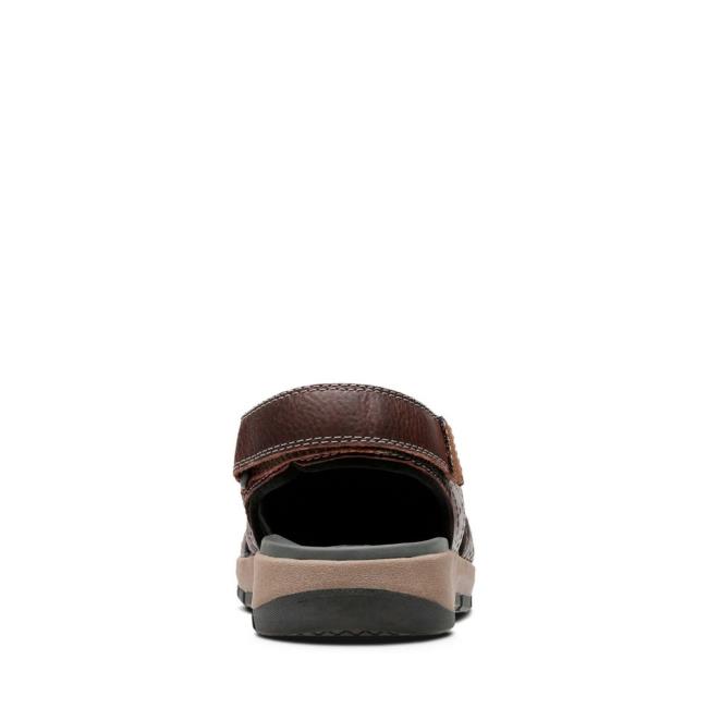 Men's Clarks Brixby Cove Sandals Dark Brown | CLK203SMY