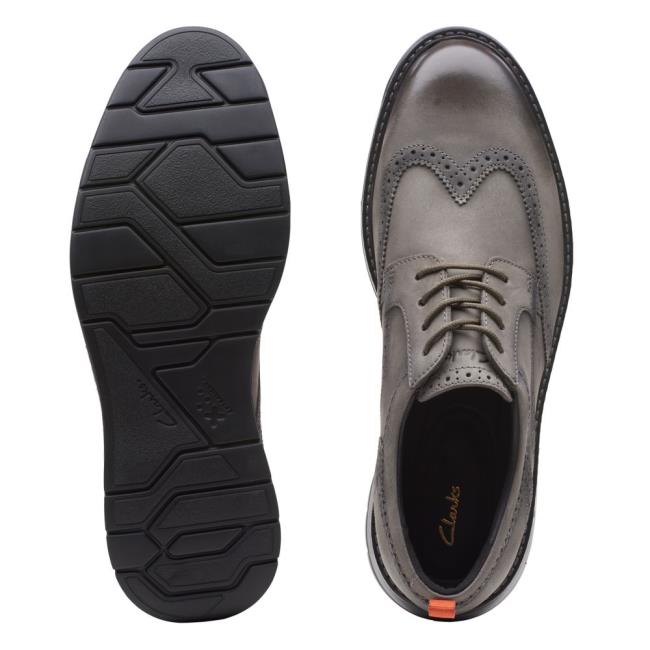 Men's Clarks Chantry Wing Dress Shoes Dark Grey | CLK913GTL