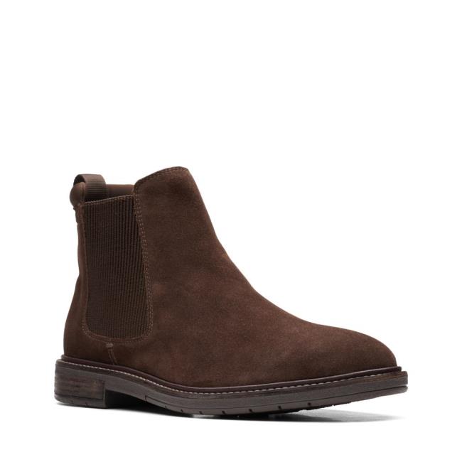 Men's Clarks Clarkdale Hall Chelsea Boots Dark Brown | CLK019EYT