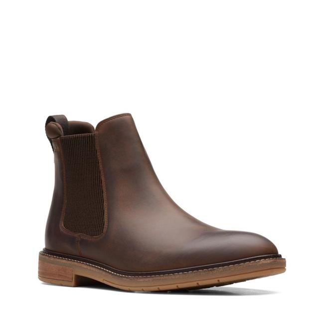 Men's Clarks Clarkdale Hall Chelsea Boots Brown | CLK321DEL