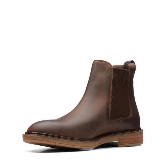 Men's Clarks Clarkdale Hall Chelsea Boots Brown | CLK321DEL