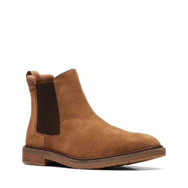 Men's Clarks Clarkdale Hall Chelsea Boots Brown | CLK352VDP