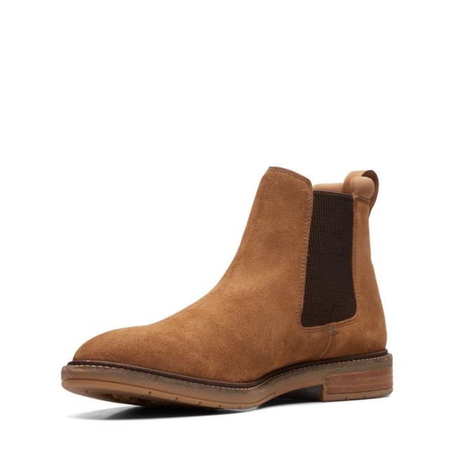 Men's Clarks Clarkdale Hall Chelsea Boots Brown | CLK352VDP