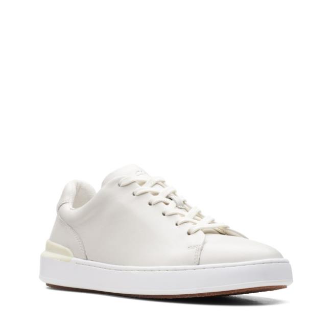 Men's Clarks CourtLite Lace Sneakers White | CLK106OJU