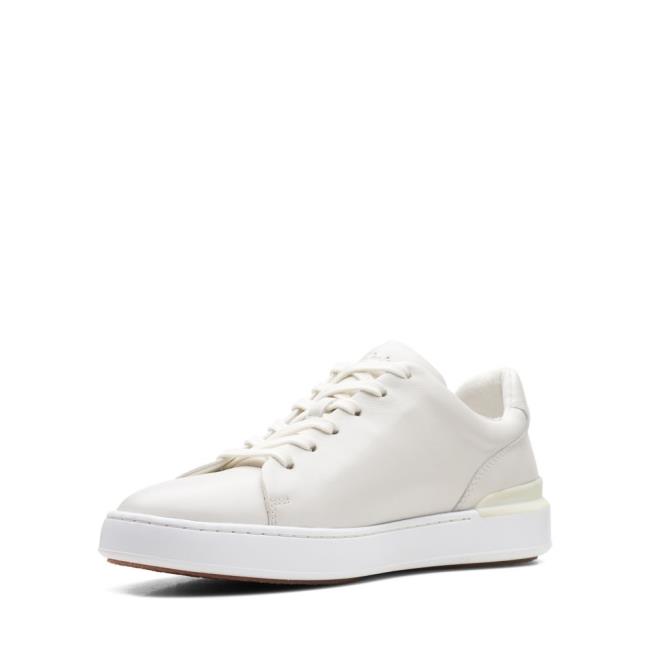 Men's Clarks CourtLite Lace Sneakers White | CLK106OJU