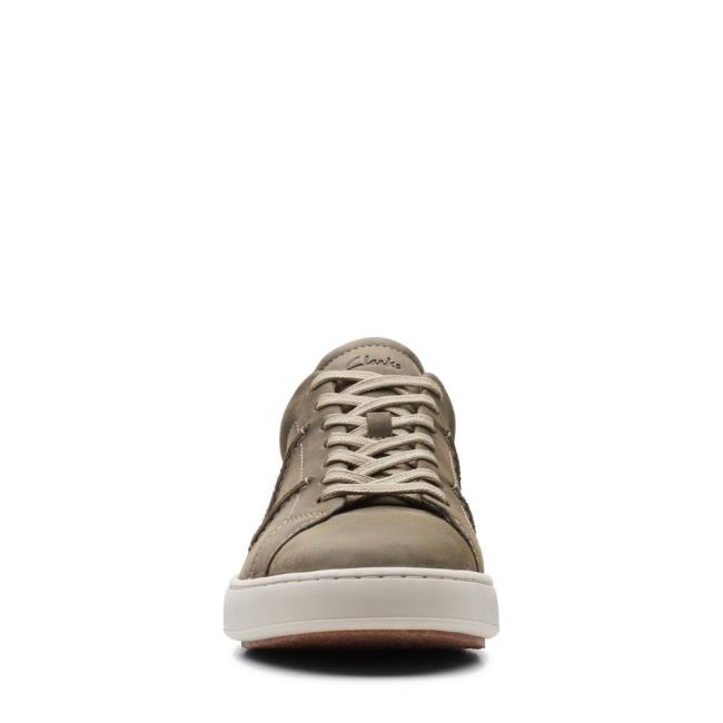 Men's Clarks CourtLite Lo Sneakers Dark Olive | CLK106NWR