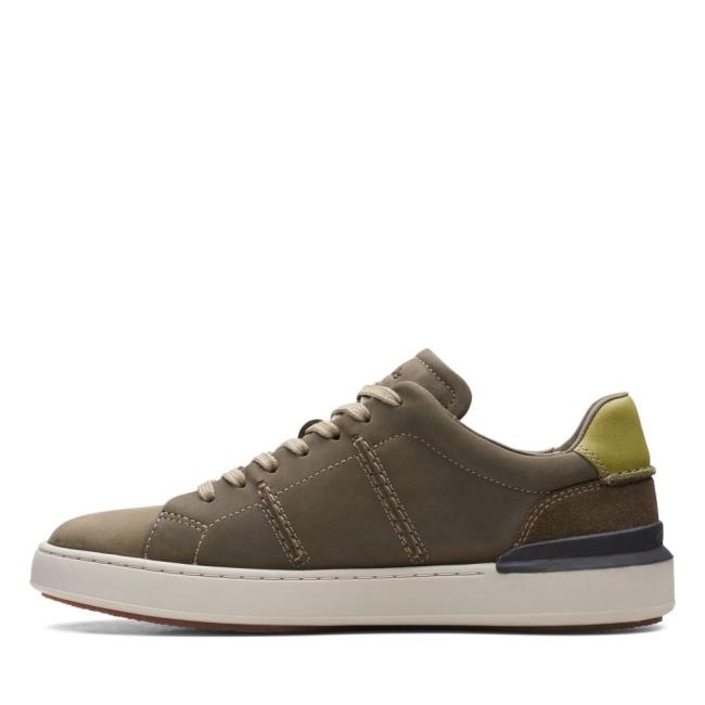 Men's Clarks CourtLite Lo Sneakers Dark Olive | CLK106NWR