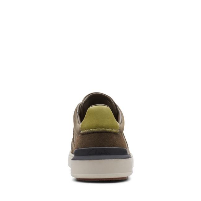 Men's Clarks CourtLite Lo Sneakers Dark Olive | CLK106NWR