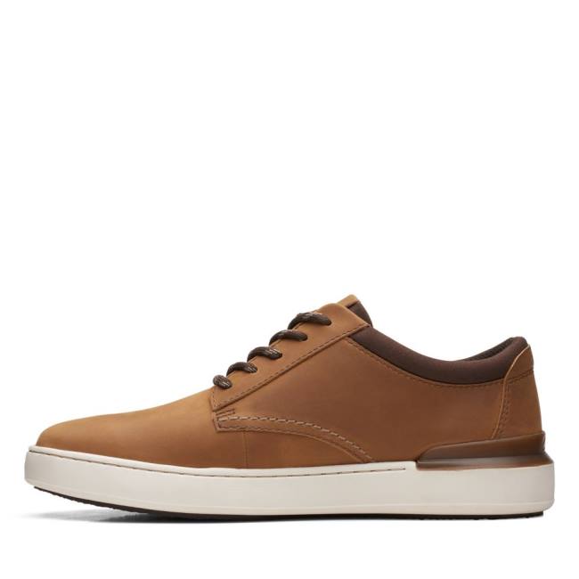 Men's Clarks Court Lite Derby Sneakers Light Brown | CLK248KAP