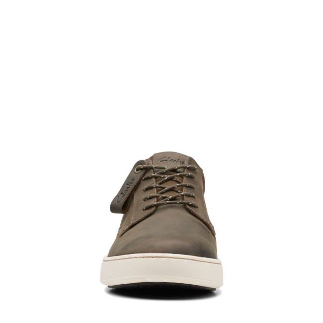 Men's Clarks Court Lite Derby Sneakers Olive | CLK471BQV