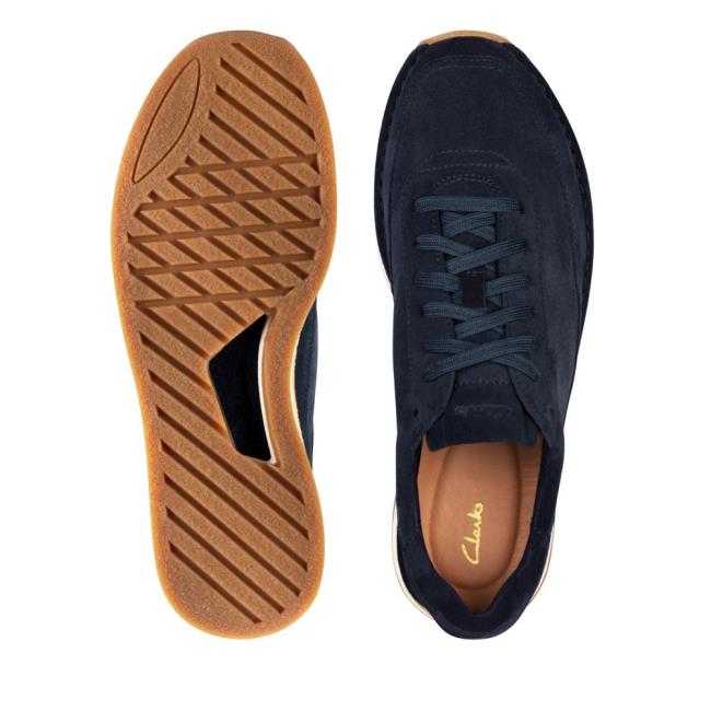 Men's Clarks Craft Run Lace Sneakers Navy | CLK946ABC