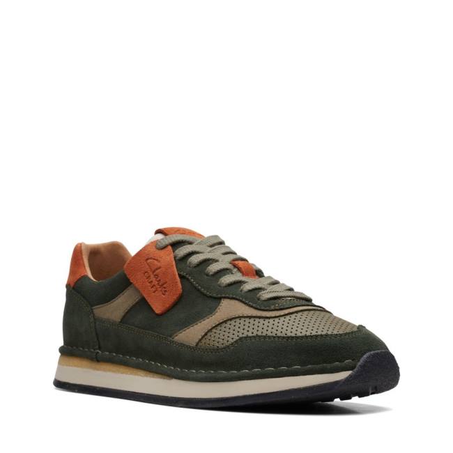 Men's Clarks Craft Run Tor Sneakers Olive | CLK310MHB