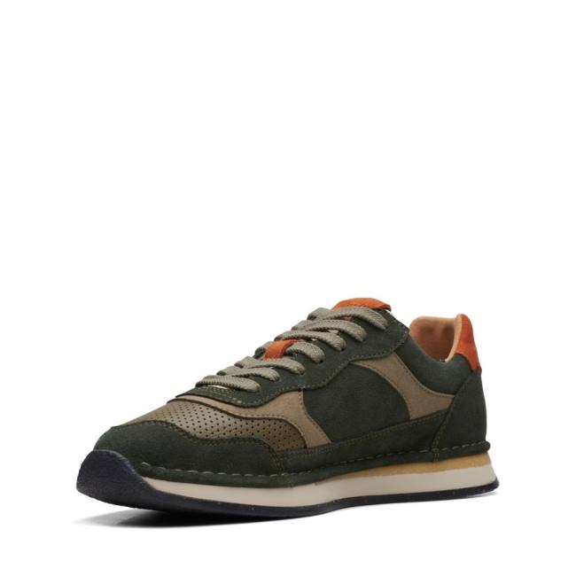 Men's Clarks Craft Run Tor Sneakers Olive | CLK310MHB