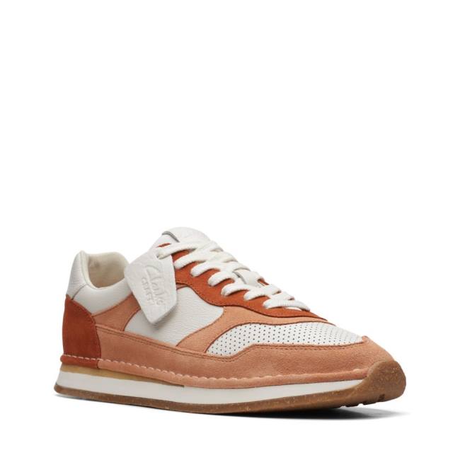 Men's Clarks Craft Run Tor Sneakers White / Orange | CLK691KJF