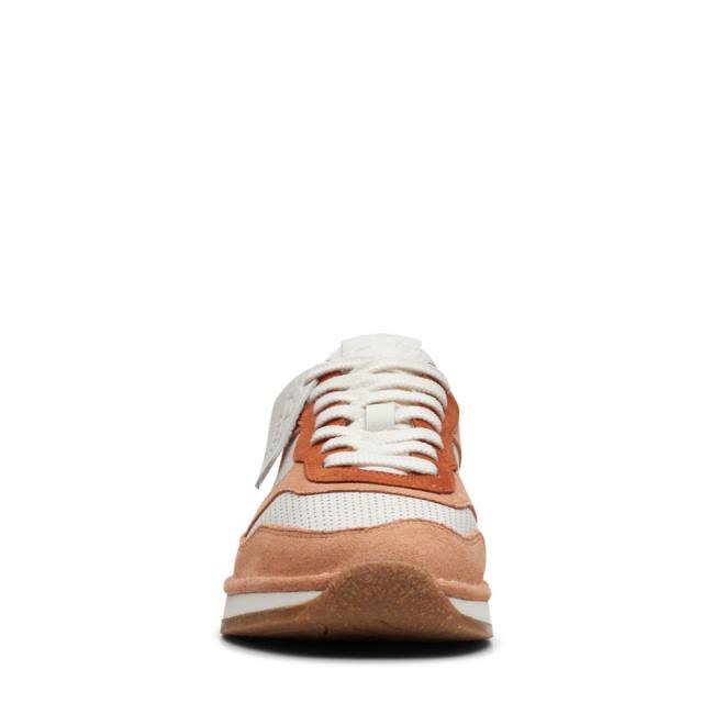 Men's Clarks Craft Run Tor Sneakers White / Orange | CLK691KJF