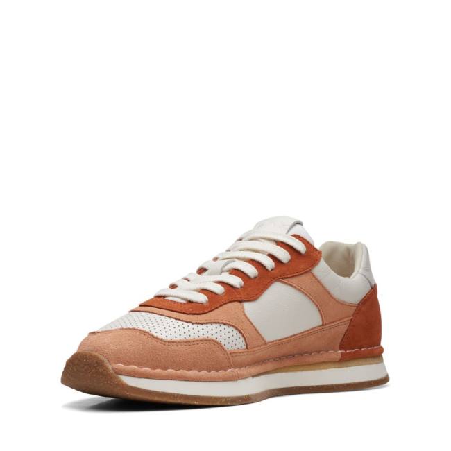 Men's Clarks Craft Run Tor Sneakers White / Orange | CLK691KJF