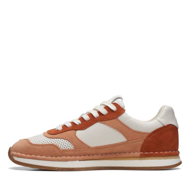 Men's Clarks Craft Run Tor Sneakers White / Orange | CLK691KJF