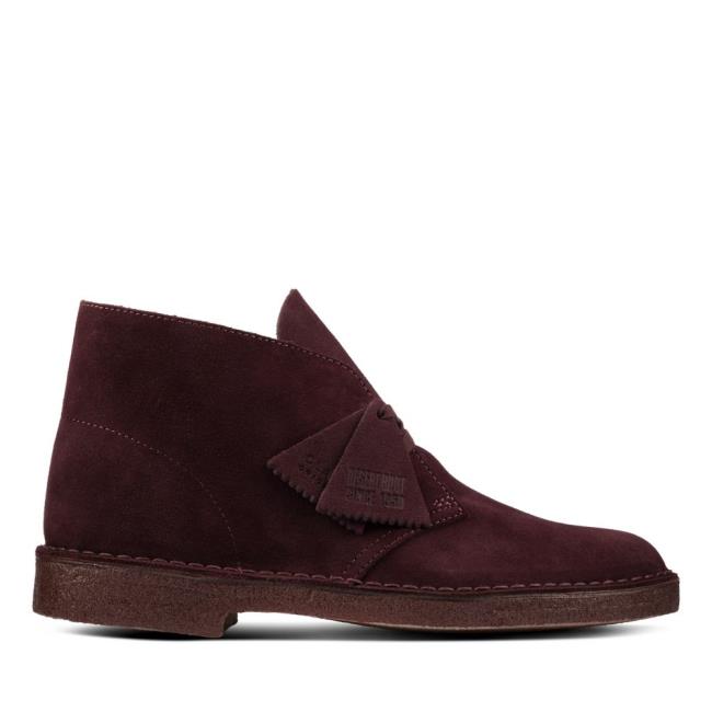 Men\'s Clarks Desert Boot Desert Boots Burgundy | CLK102PQV