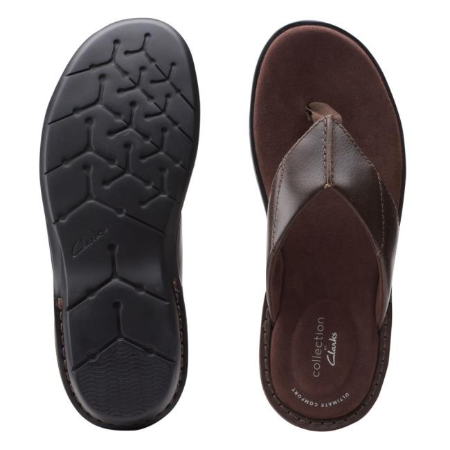 Men's Clarks Ellison Easy Sandals Dark Brown | CLK471BDA