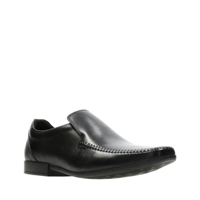 Men's Clarks Glement Seam Black Shoes Black | CLK481ZLI