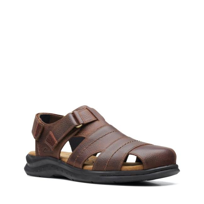 Men's Clarks Hapsford Cove Sandals Brown | CLK837HAZ