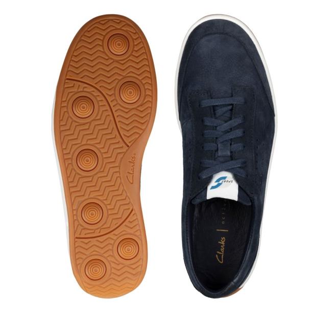 Men's Clarks Hero Air Lace Sneakers Navy | CLK258QWV