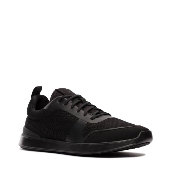 Men's Clarks LT Lace Sneakers Black | CLK869NGY