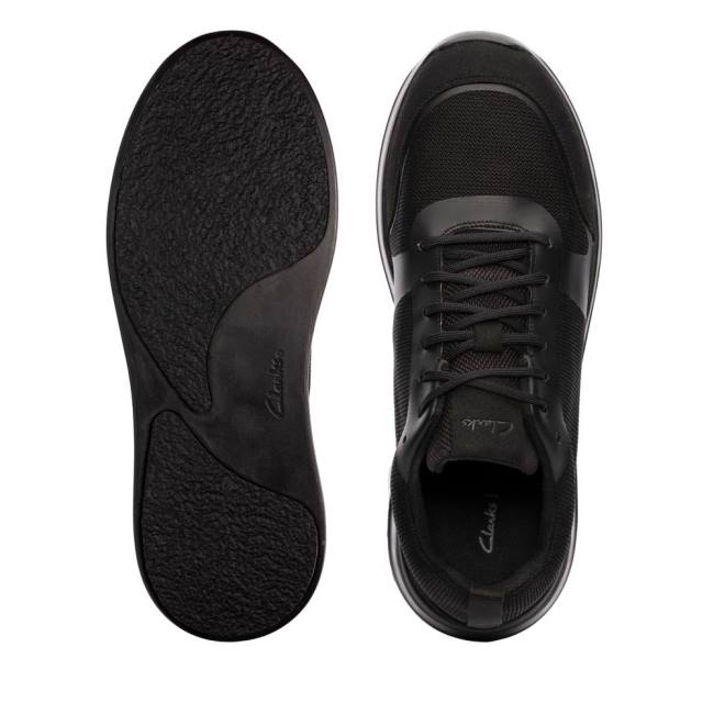 Men's Clarks LT Lace Sneakers Black | CLK869NGY