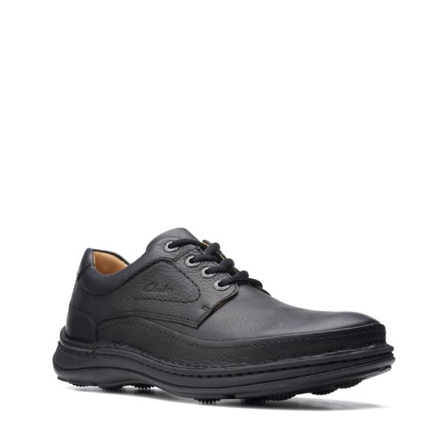 Men's Clarks Nature Three Black Shoes Black | CLK250BDU