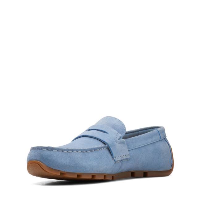 Men's Clarks Oswick Bar Loafers Blue | CLK439XRW