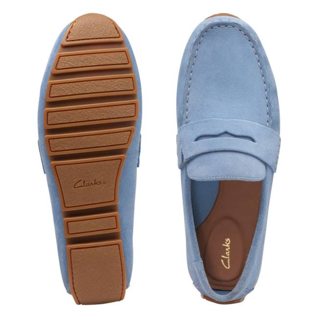 Men's Clarks Oswick Bar Loafers Blue | CLK439XRW