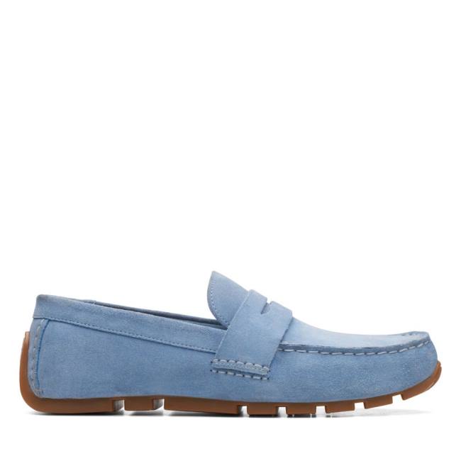 Men\'s Clarks Oswick Bar Loafers Blue | CLK439XRW