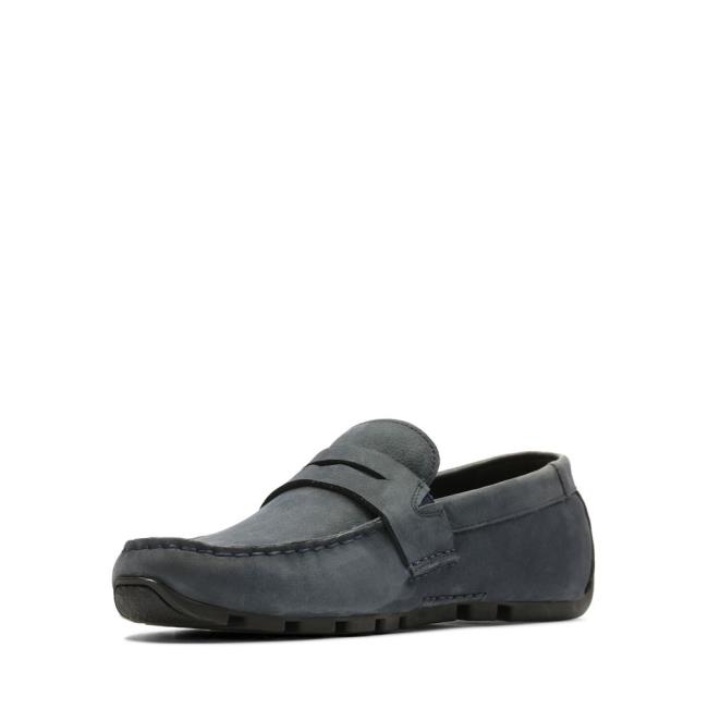 Men's Clarks Oswick Penny Loafers Navy | CLK206SWJ