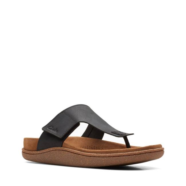 Men's Clarks Pilton Post Sandals Black | CLK140LRT