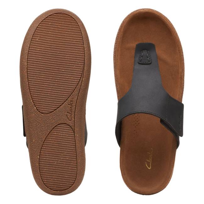 Men's Clarks Pilton Post Sandals Black | CLK140LRT