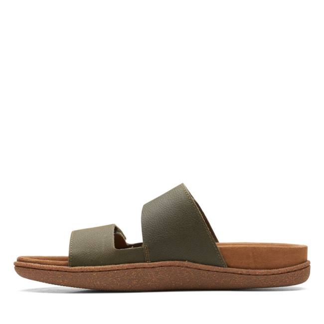 Men's Clarks Pilton Strap Sandals Dark Olive | CLK053EMQ