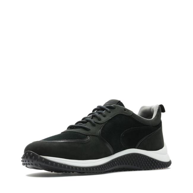 Men's Clarks Puxton Run Sneakers Black | CLK986SBN