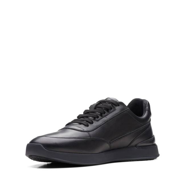 Men's Clarks Race Lite Lace Sneakers Black | CLK731DPA