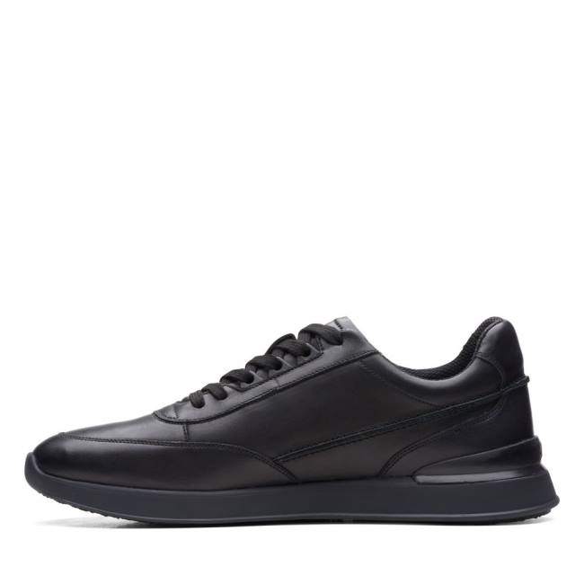 Men's Clarks Race Lite Lace Sneakers Black | CLK731DPA