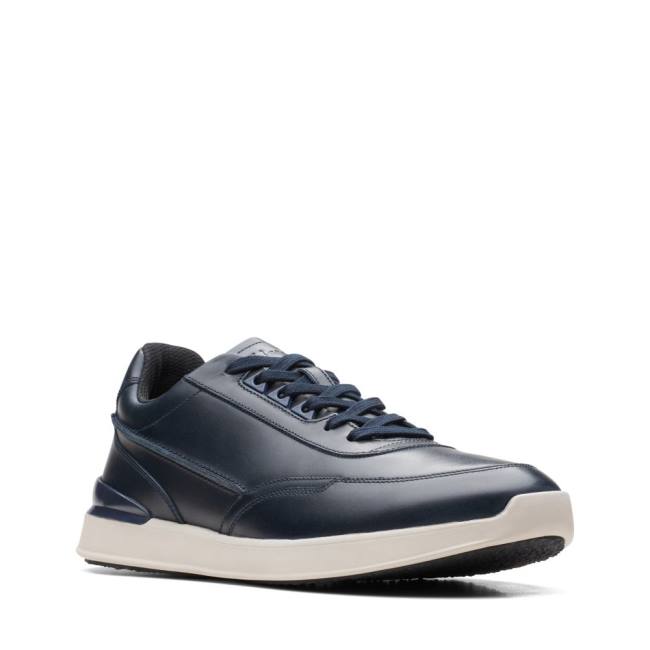 Men's Clarks Race Lite Lace Sneakers Navy | CLK813YRG