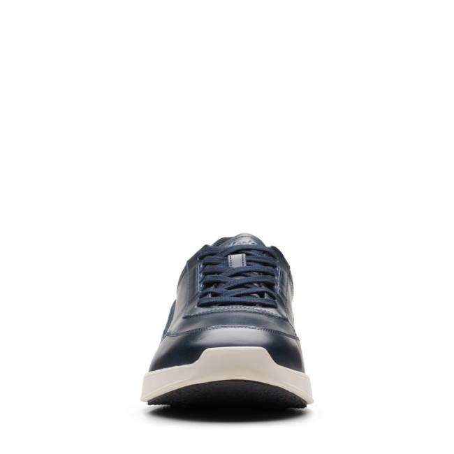 Men's Clarks Race Lite Lace Sneakers Navy | CLK813YRG