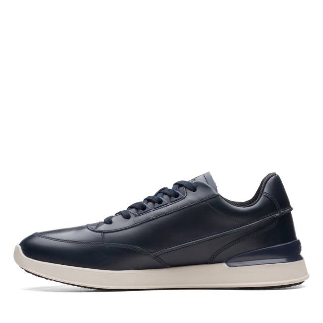 Men's Clarks Race Lite Lace Sneakers Navy | CLK813YRG